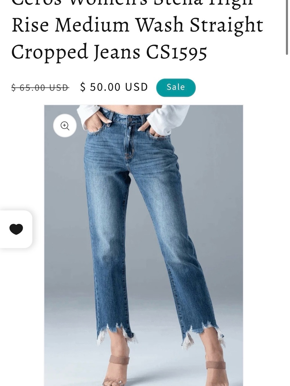 Ceros Stella High-Rise Cropped Straight Jeans - Medium Blue